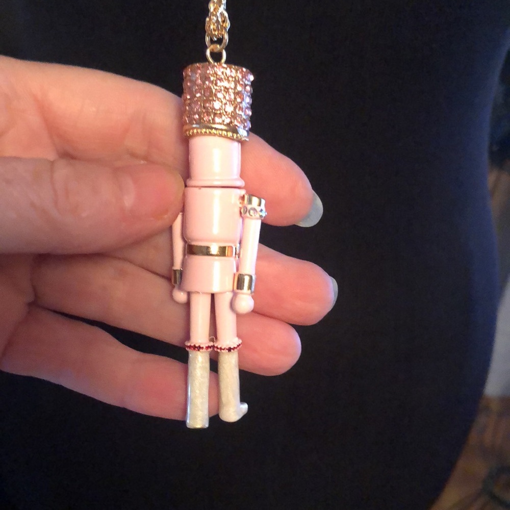 NWT Sparkly Rhinestone Betsey Johnson Pink Nutcracker Necklace - Picture 9 of 14